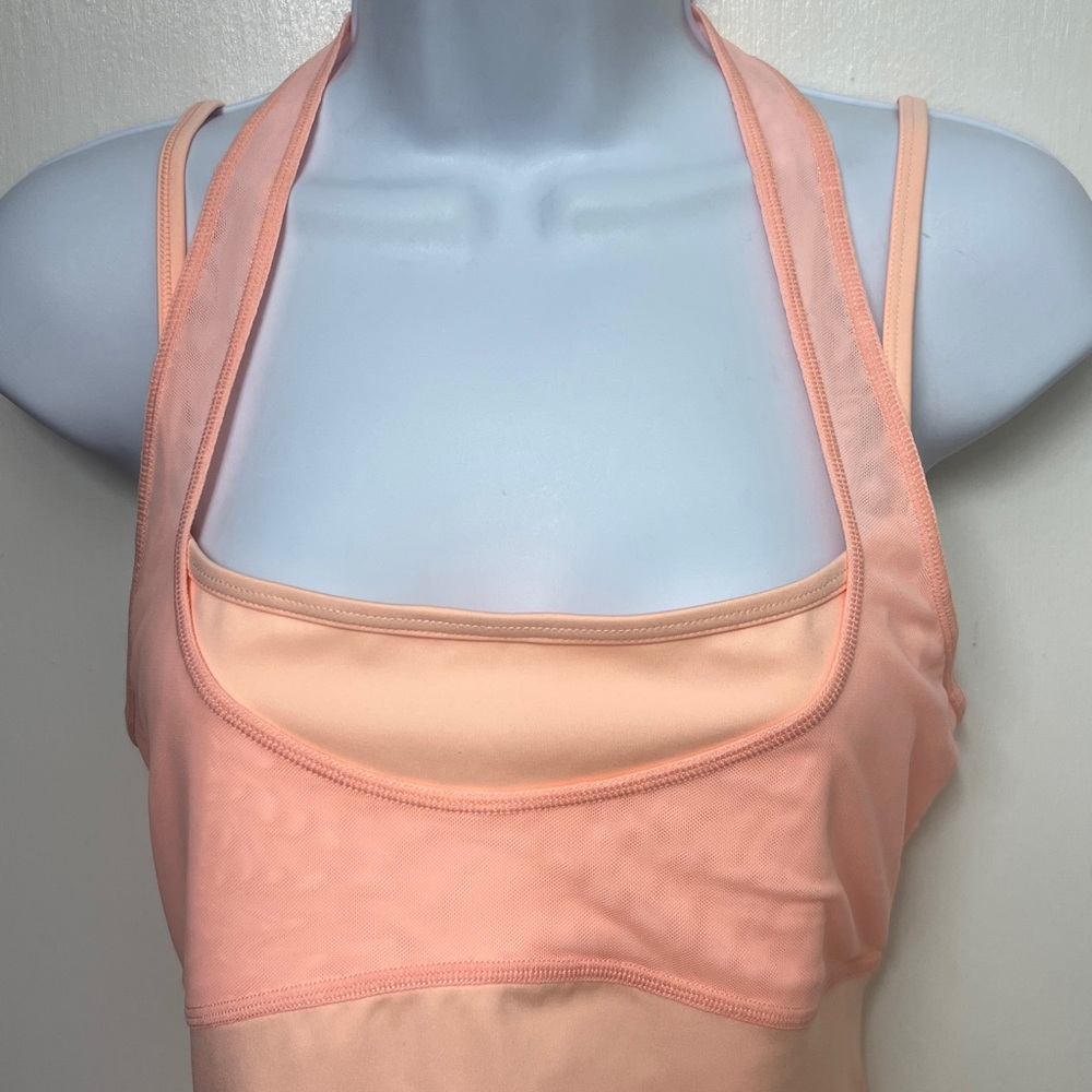 FP movement Orange Tank Top with a mesh halter overlay on the chest, Sz. XL - Picture 7 of 11